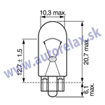 Autožiarovka 12V W5W 5W W2,1x9,5d celosklenená Vosla