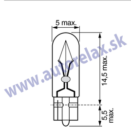 Autožiarovka 12V W1.2W W2x4.6d ELTA